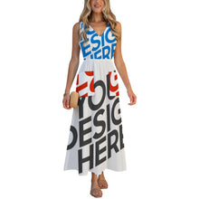 Lade das Bild in den Galerie-Viewer, Multi-Image-Design Damen / Frauen Ärmelloses Kleid mit V-Ausschnitt C22Q mit Fotos Muster Text Logo selbst gestalten und bedrucken