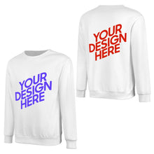 Lade das Bild in den Galerie-Viewer, 100% Baumwolle Vorder- und Hinterseite-Druck Herren Damen Unisex Langarm Sweatshirt Pullover Shirt Verschiedne Farben mit Foto Design Motiv Text selbst gestalten und bedrucken