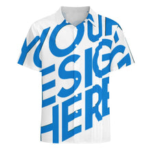 Lade das Bild in den Galerie-Viewer, Einzelbild-Design Herren Kurzarmhemd mit Revers und Falten LM005 mit Ihrem Design Motiv Foto Text selbst gestalten und bedrucken