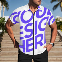 Lade das Bild in den Galerie-Viewer, Einzelbild-Design Herren / Männer Kurzarmhemd mit Reißverschluss LM816 mit Foto Design Motiv Text selbst gestalten und bedrucken