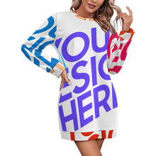 Lade das Bild in den Galerie-Viewer, Multi-Image-Druck Damen / Frauen Langärmliges Pulverkleid LM565 mit Fotos Muster Text Logo selbst gestalten und bedrucken