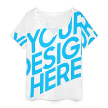 Lade das Bild in den Galerie-Viewer, Einzelbild-Design Damen / Frauen Kleines Kurzarm-T-Shirt mit V-Ausschnitt VDT mit Foto Design Motiv Text selbst gestalten und bedrucken (Simple Design)