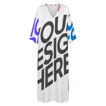 Lade das Bild in den Galerie-Viewer, Multi-Image-Design Personalisierte Morgenmantel im mediterranen Stil mit V-Ausschnitt und halblangen Ärmeln YKL06 für Damen / Frauen | Langärmliger Morgenmantel mit V-Ausschnitt mit Foto selbst gestalten