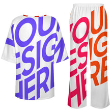 Lade das Bild in den Galerie-Viewer, Multi-Image-Druck Damen / Frauen Set aus Hemd mit Rundhalsausschnitt und Fledermausärmeln + Hose mit weitem Bein und elastischem Bund YKL04 mit Fotos Muster Text Logo selbst gestalten und bedrucken