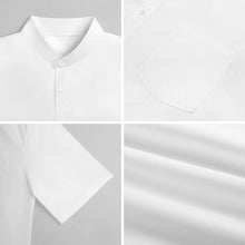 Lade das Bild in den Galerie-Viewer, Multi-Image-Design Herren Stehkragen Kurzarmhemd mit Tasche LM058 mit Ihrem Design Motiv Foto Text selbst gestalten und bedrucken