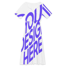 Lade das Bild in den Galerie-Viewer, Einzelbild-Design Damen / Frauen Sommer Maxikleid mit Blütenblattausschnitt F31Q mit Foto Design Motiv Text selbst gestalten und bedrucken (Simple Design)