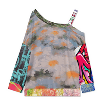 Lade das Bild in den Galerie-Viewer, Multi-Image-Design Sweatshirt mit schrägem Kragen und überschnittenen Schultern für Damen / Frauen T-Shirt A11L mit Foto Design Motiv Text selbst gestalten und bedrucken (Simple Design)