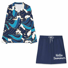 Lade das Bild in den Galerie-Viewer, Einzelbild-Design Unisex Langärmliges Hemdset mit kubanischem Kragen A18TZ mit Foto Design Motiv Text selbst gestalten und bedrucken