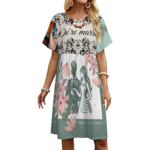 Lade das Bild in den Galerie-Viewer, Multi-Image-Design Damen / Frauen Rundhals Kurzarmkleid B16Q mit Fotos Muster Text Logo selbst gestalten und bedrucken