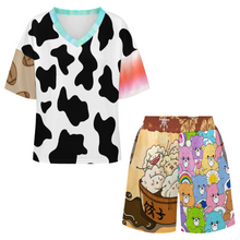 Lade das Bild in den Galerie-Viewer, Multi-Image-Design Damen / Frauen V-Ausschnitt Shorty Pyjama Set B98TZ mit Foto Design Motiv Text selbst gestalten und bedrucken