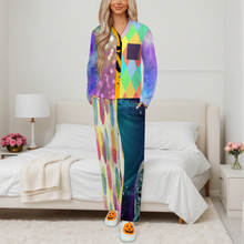 Lade das Bild in den Galerie-Viewer, Multi-Image-Druck Damen / Frauen Langärmliger Pyjama Anzug mit V-Ausschnitt B99TZ mit Foto Design Motiv Text selbst gestalten und bedrucken