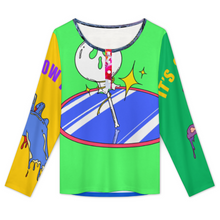 Lade das Bild in den Galerie-Viewer, Multi-Image-Design Damen / Frauen Langärmliges Top mit offener Knopfleiste und Rundhalsausschnitt BMJ mit Foto Design Motiv Text selbst gestalten und bedrucken (Simple Design)