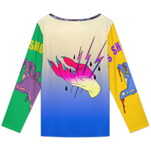 Lade das Bild in den Galerie-Viewer, Multi-Image-Design Damen / Frauen Langärmliges Top mit offener Knopfleiste und Rundhalsausschnitt BMJ mit Foto Design Motiv Text selbst gestalten und bedrucken (Simple Design)