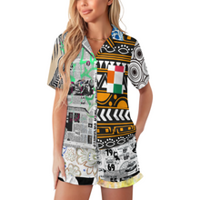 Lade das Bild in den Galerie-Viewer, Multi-Image-Druck Damen / Frauen Rüschen Pyjama Set mit kurzen Ärmeln C11TZ mit Foto Design Motiv Text selbst gestalten und bedrucken