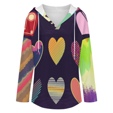 Lade das Bild in den Galerie-Viewer, Multi-Image-Druck Damen / Frauen Langärmliger hoodie mit v-ausschnitt C19H mit Foto Design Motiv Text selbst gestalten und bedrucken