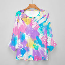 Lade das Bild in den Galerie-Viewer, Damen / Frauen Einzelbild-Design Langarm Shirt mit zehn Knöpfen und Rüschen Blütenblatt Ärmel mit Ihrem Design Motiv Foto Text selbst gestalten und bedrucken