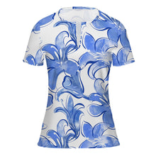 Lade das Bild in den Galerie-Viewer, Damen / Frauen Kurzarm Sommer T Shirt MLTW20337 mit fünf Knöpfen mit Foto Design Motiv Text selbst gestalten und bedrucken (Simple Design)