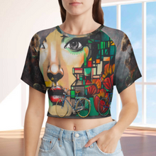 Lade das Bild in den Galerie-Viewer, Damen / Frauen Multi-Image-Design Basic T Shirt Crop Top NT29 mit Ihrem Design Motiv Foto Text selbst gestalten und bedrucken