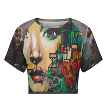 Lade das Bild in den Galerie-Viewer, Damen / Frauen Multi-Image-Design Basic T Shirt Crop Top NT29 mit Ihrem Design Motiv Foto Text selbst gestalten und bedrucken