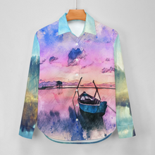 Lade das Bild in den Galerie-Viewer, Damen / Frauen Multi-Image-Design Hemdbluse Langarm Hemd Freizeit Bluse SDS20079 mit Ihrem Design Motiv Foto Text selbst gestalten und bedrucken