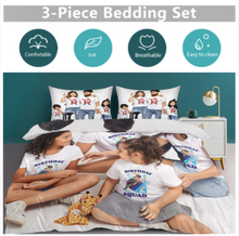 Lade das Bild in den Galerie-Viewer, Dicke Foto Bettwäsche 3 teilig (1 Bettbezug und 2 Kissenbezüge mit einseitigem Druck, alles individuell gestaltbar) mit Foto Design Motiv Text selbst gestalten und bedrucken