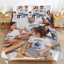 Lade das Bild in den Galerie-Viewer, Dicke Foto Bettwäsche 3 teilig (1 Bettbezug und 2 Kissenbezüge mit einseitigem Druck, alles individuell gestaltbar) mit Foto Design Motiv Text selbst gestalten und bedrucken