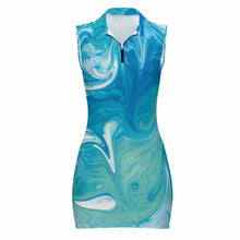 Lade das Bild in den Galerie-Viewer, Einzelbild-Design Damen / Frauen Polo Kleid Jerseykleid Ohne Arm mit Zip MSYX066 mit Foto Design Motiv Text selbst gestalten und bedrucken (Simple Design)