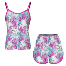 Lade das Bild in den Galerie-Viewer, Einzelbild-Design Damen/Frauen Pyjamashorts Short Sexy Pyjama Homewear Ärmellos Schlafanzug-Set Satin mit Foto Design Motiv Text selbst gestalten und bedrucken