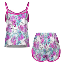 Lade das Bild in den Galerie-Viewer, Einzelbild-Design Damen/Frauen Pyjamashorts Short Sexy Pyjama Homewear Ärmellos Schlafanzug-Set Satin mit Foto Design Motiv Text selbst gestalten und bedrucken