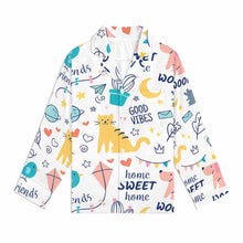 Lade das Bild in den Galerie-Viewer, Einzelbild-Design Jungen Mädchen Kinder Pyjama langarm Schlafanzug zum knöpfen 2 tlg. mit Foto Design Motiv Text selbst gestalten und bedrucken