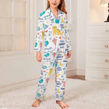 Lade das Bild in den Galerie-Viewer, Einzelbild-Design Jungen Mädchen Kinder Pyjama langarm Schlafanzug zum knöpfen 2 tlg. mit Foto Design Motiv Text selbst gestalten und bedrucken