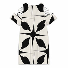 Lade das Bild in den Galerie-Viewer, Damen / Frauen Große Größen V-Ausschnitt Off-Shoulder Kleid F59Q mit Foto Design Motiv Text selbst gestalten und bedrucken (Simple Design)