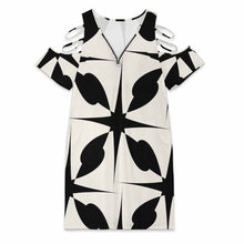 Lade das Bild in den Galerie-Viewer, Damen / Frauen Große Größen V-Ausschnitt Off-Shoulder Kleid F59Q mit Foto Design Motiv Text selbst gestalten und bedrucken (Simple Design)