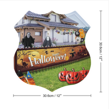Lade das Bild in den Galerie-Viewer, Halloween Dekoration Metallschild Blechschilder Deko Schild mit Spruch Wand- und Türdeko mit Foto Design Motiv Text selbst gestalten und bedrucken