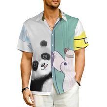 Lade das Bild in den Galerie-Viewer, Multi-Image-Design Herren Kurzarmhemd mit Revers und Falten LM005 mit Ihrem Design Motiv Foto Text selbst gestalten und bedrucken