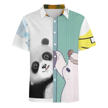 Lade das Bild in den Galerie-Viewer, Multi-Image-Design Herren Kurzarmhemd mit Revers und Falten LM005 mit Ihrem Design Motiv Foto Text selbst gestalten und bedrucken