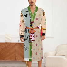 Lade das Bild in den Galerie-Viewer, Multi-Image-Druck Unisex Langarm Nachthemd Bademantel mit Gürtel LM127 mit Fotos Muster Text Logo selbst gestalten und bedrucken