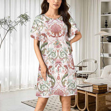 Lade das Bild in den Galerie-Viewer, Damen / Frauen Lockeres Kurzarm Pyjama Nachthemd LM413 mit Fotos Muster Text Logo selbst gestalten und bedrucken