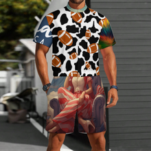 Lade das Bild in den Galerie-Viewer, Multi-Image-Design Kurzärmliger Jumpsuit LM427 für Männer / Herren mit Foto Text selbst gestalten und bedrucken