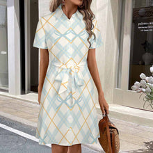 Lade das Bild in den Galerie-Viewer, Damen / Frauen Kurzarm Blusenkleider LM448 mit Fotos Muster Text Logo selbst gestalten und bedrucken