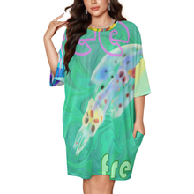 Lade das Bild in den Galerie-Viewer, Multi-Image-Design Damen / Frauen Eisseide Lockeres Große Größe T-Shirt Home Kurzarm Pyjama Nachthemd LM475 mit Fotos Muster Text Logo selbst gestalten und bedrucken