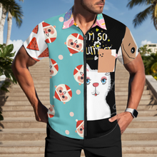 Lade das Bild in den Galerie-Viewer, Multi-Image-Design Herren / Männer Kurzarmhemd mit Reißverschluss LM816 mit Foto Design Motiv Text selbst gestalten und bedrucken