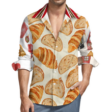 Lade das Bild in den Galerie-Viewer, Multi-Image-Design Herren / Männer Lässiges Langarmhemd aus Leinenimitat mit einer Tasche LS mit Foto Design Motiv Text selbst gestalten und bedrucken