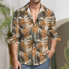 Lade das Bild in den Galerie-Viewer, Einzelbild-Design Herren / Männer Lässiges Langarmhemd aus Leinenimitat mit einer Tasche LS mit Foto Design Motiv Text selbst gestalten und bedrucken