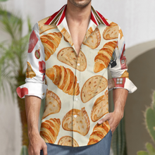 Lade das Bild in den Galerie-Viewer, Multi-Image-Design Herren / Männer Lässiges Langarmhemd aus Leinenimitat mit einer Tasche LS mit Foto Design Motiv Text selbst gestalten und bedrucken