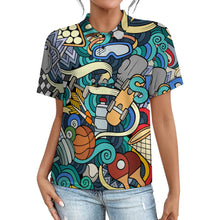 Lade das Bild in den Galerie-Viewer, Einzelbilddruck Damen / Frauen POLO Shirt mit gerader Schulter und Knopfleiste LTPL22 mit Fotos Muster Text Logo selbst gestalten und bedrucken