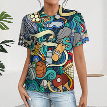 Lade das Bild in den Galerie-Viewer, Einzelbilddruck Damen / Frauen POLO Shirt mit gerader Schulter und Knopfleiste LTPL22 mit Fotos Muster Text Logo selbst gestalten und bedrucken