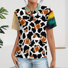 Lade das Bild in den Galerie-Viewer, Multi-Image-Druck Damen / Frauen POLO Shirt mit gerader Schulter und Knopfleiste LTPL22 mit Fotos Muster Text Logo selbst gestalten und bedrucken