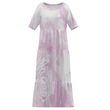 Lade das Bild in den Galerie-Viewer, Damen / Frauen Langes Kleid mit Rundhalsausschnitt und halblangen Ärmeln MWL784 mit Fotos Muster Text Logo selbst gestalten und bedrucken