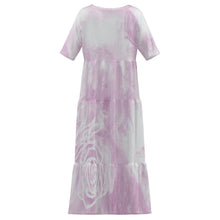 Lade das Bild in den Galerie-Viewer, Damen / Frauen Langes Kleid mit Rundhalsausschnitt und halblangen Ärmeln MWL784 mit Fotos Muster Text Logo selbst gestalten und bedrucken